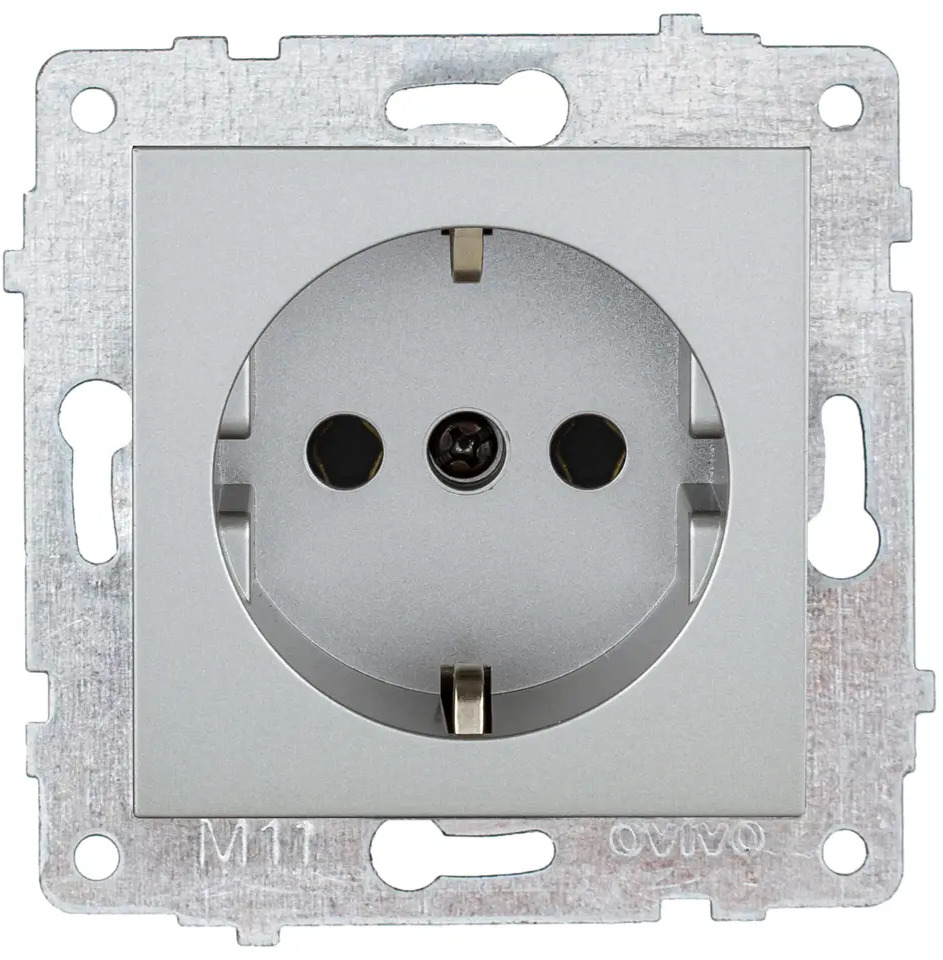 90802090 Розетка встраиваемая Ovivo Quantum/Loft/Mina/Grano 600-000310-217 с заземлением цвет серебро STLM-0388864
