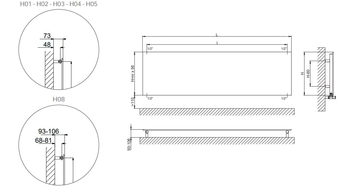 Горизонтальная панель с горячей водой Cordivari Design Neo Design ARCH-00087919 - Вид №2