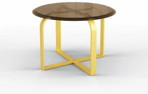 BRUNO ZAMPA Круглый металлический стол и столешница из бронзового стекла Tulip 145