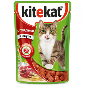 ПР0037571 Корм для кошек говяд в соусе конс. пауч 85г Kitekat