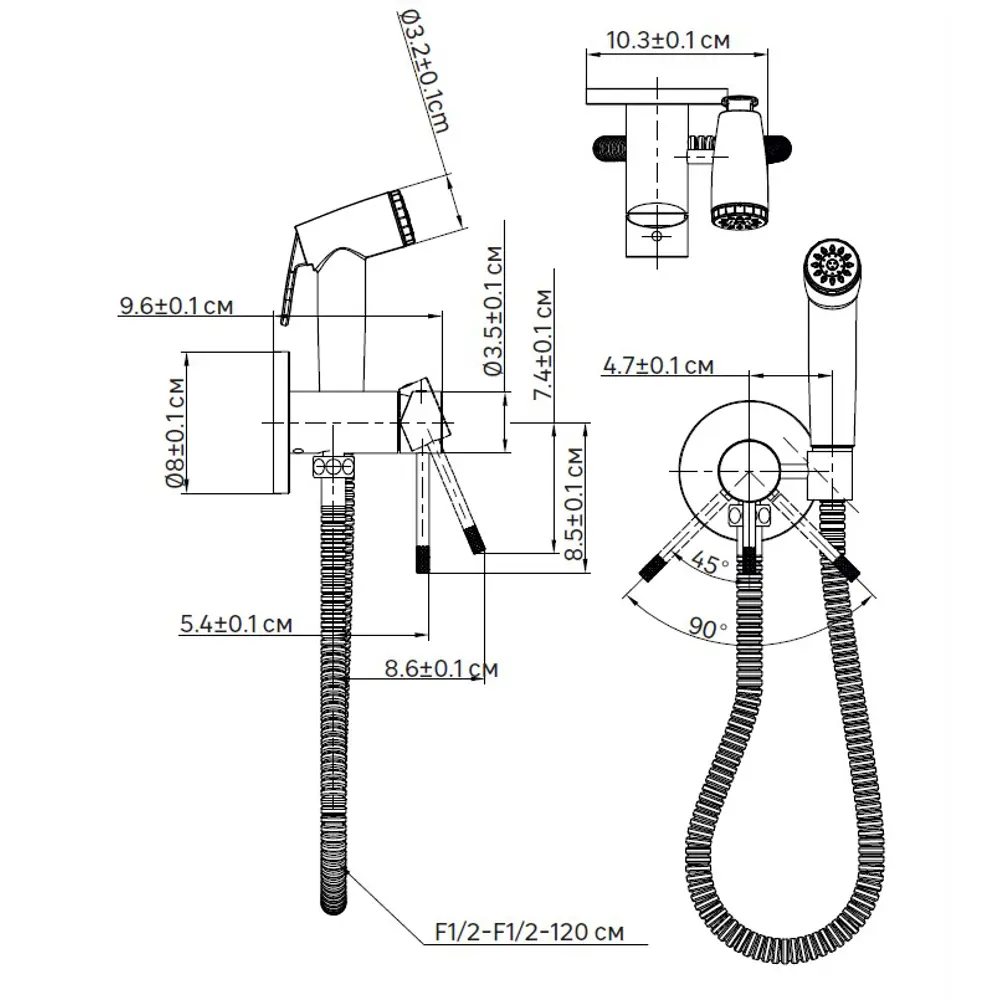 Гигиенический душ KONSENSA Терни скрытый монтаж набор со смесителем цвет черный STLM-2096323 - Вид №8