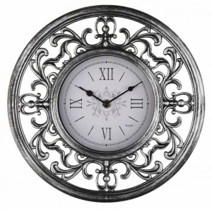 Часы настенные пластиковые с фигурной рамкой 30 см серебро с серым Aviere AVIERE  00-3872856 Серебро;серый