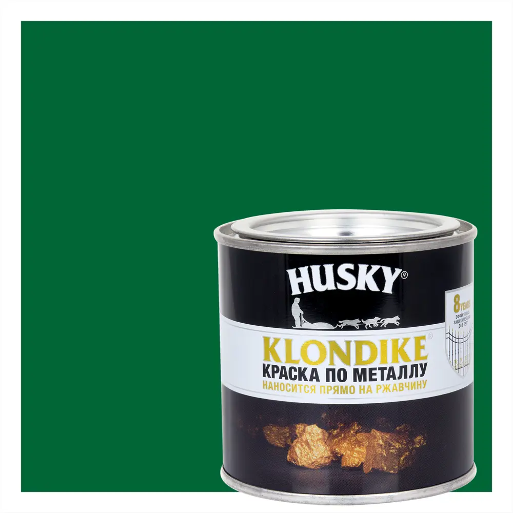 Краска по металлу Husky Klondike глянцевая цвет зеленый 0.25 л RAL 6002 STLM-2129345