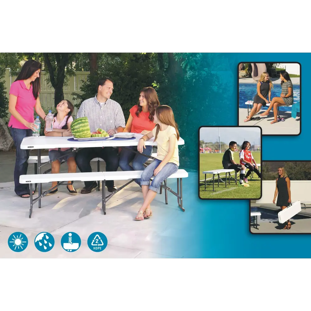 Скамья садовая Lifetime туристическая складная 183x29x42 см пластик белый Santreyd STLM-2210028 - Вид №17