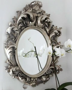 Зеркало настенное в резном серебряном багете "Овьедо" Florentine Silver LOUVRE HOME ДИЗАЙНЕРСКИЕ 119355 Серебро