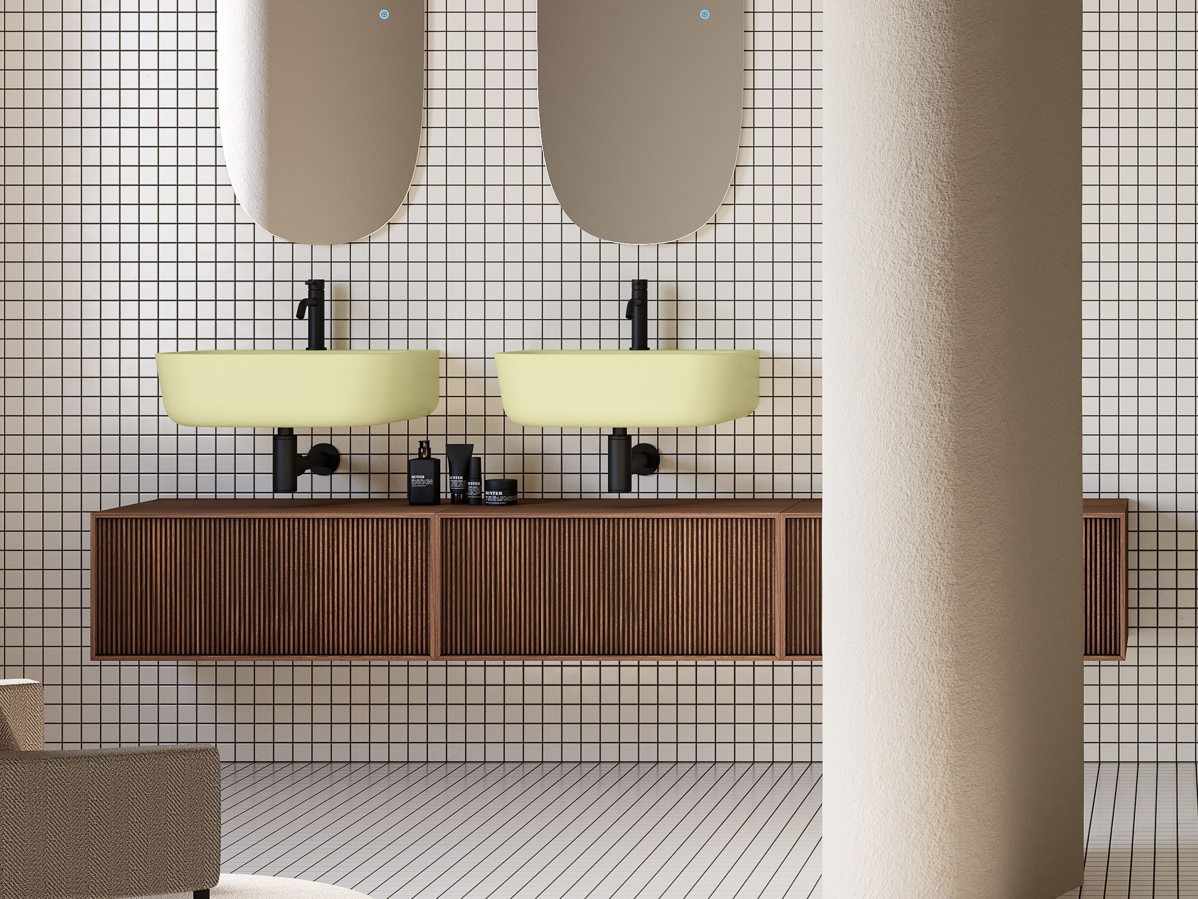 Двойной подвесной умывальник Scarabeo Ceramiche Laila ARCH-00007778