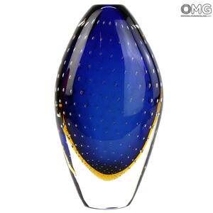 3893 ORIGINALMURANOGLASS Ваза Яйцо - синяя - соммерсо балетон - муранское стекло OMG 14 см