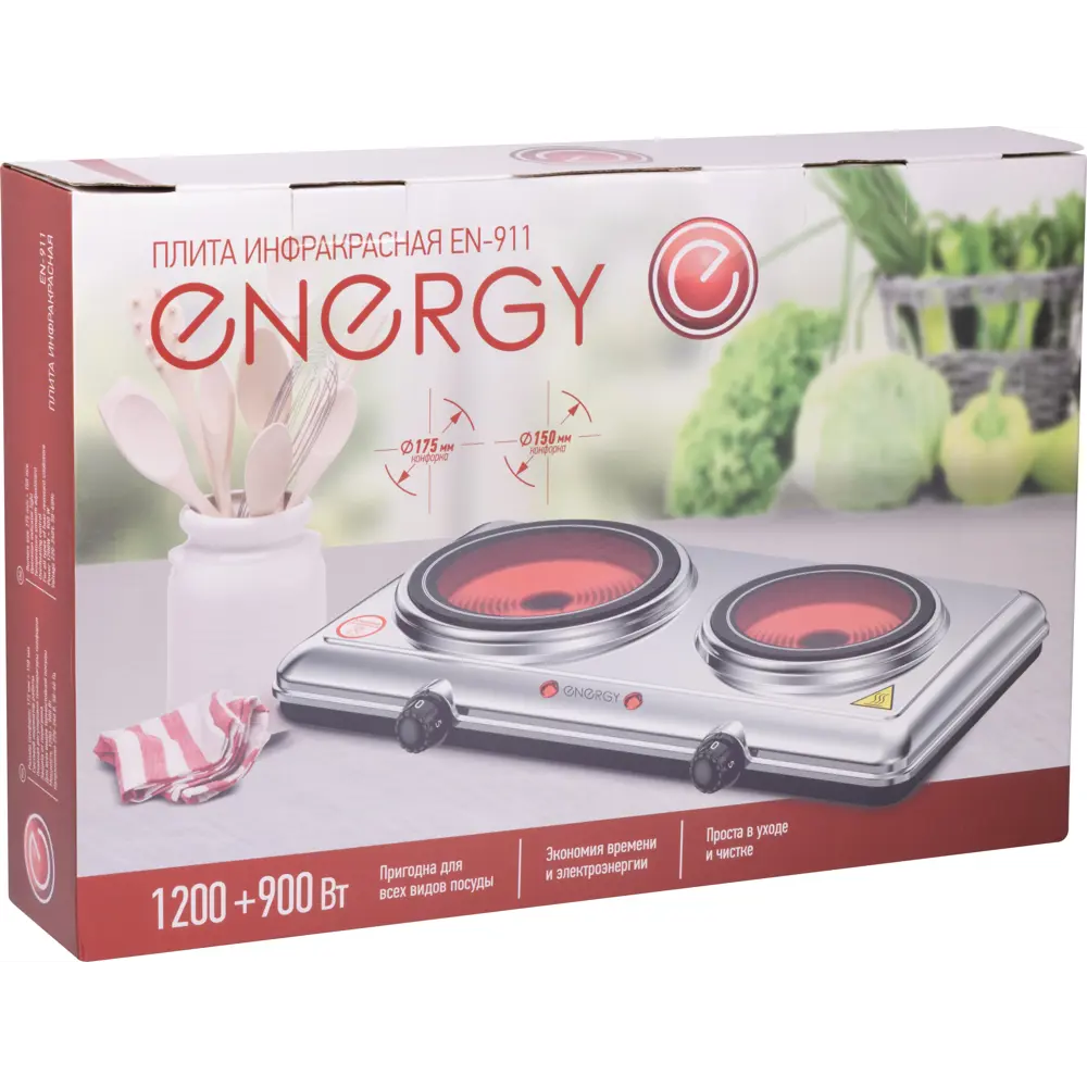 Электрическая настольная плита Energy EN-911 45.9 см 2 конфорки цвет серый Santreyd STLM-2208310 - Вид №5