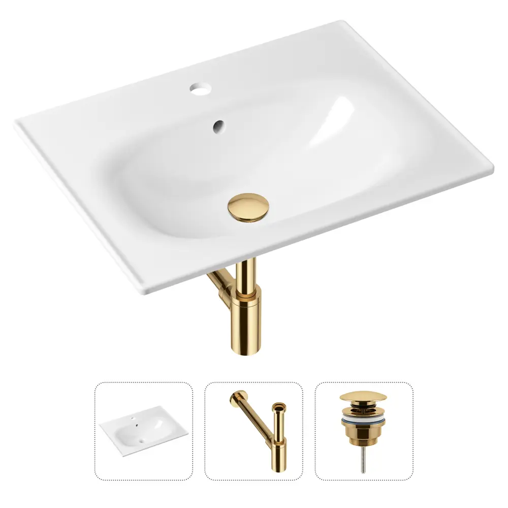 Врезная раковина Lavinia Boho Bathroom Sink 21520442 фарфор 60 см с донным клапаном и металлическим сифоном