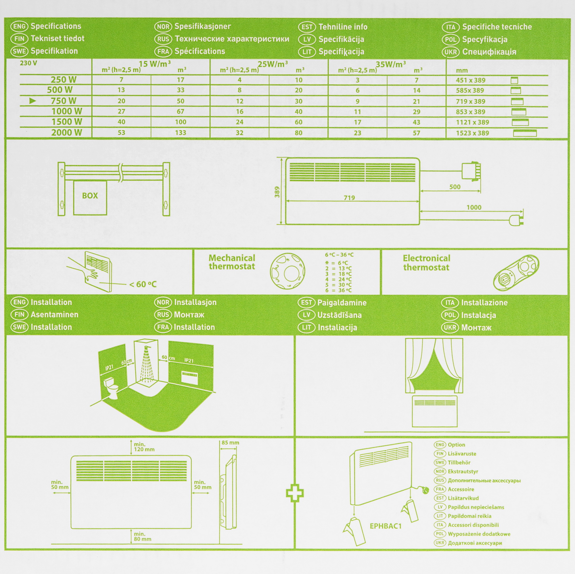 1306476 Конвектор ENSTO EPHBE07PR STDN-0064341 - Вид №7