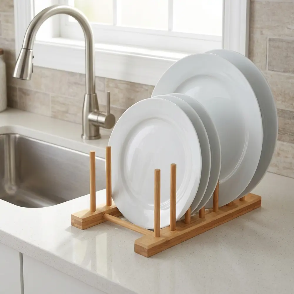 Сушилка для посуды KONSENSA 30x8.5x12 см одноуровневая бамбук цвет бежевый STLM-2207561