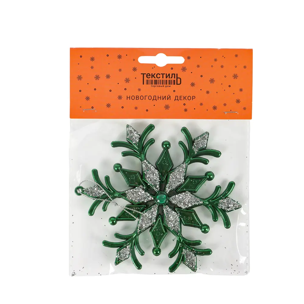 89377716 Новогоднее украшение Снежинка 364 зелено-серебристый STLM-1364875 Santreyd  - Вид №2