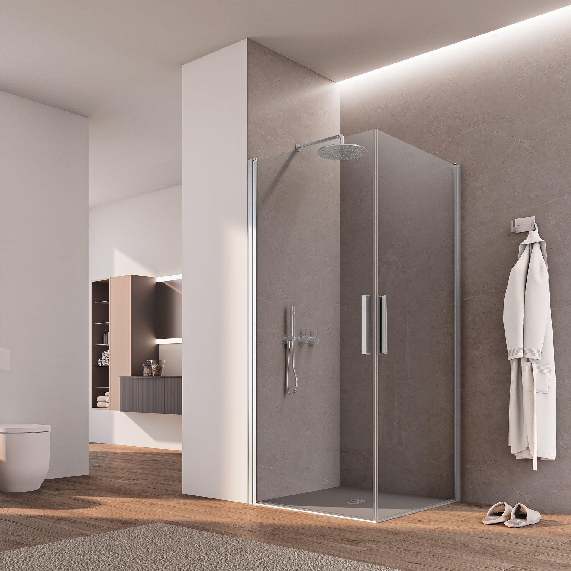 Стеклянная угловая душевая кабина с распашной дверью Gruppo Geromin Time Swing Plus ARCH-00041817 - Вид №5