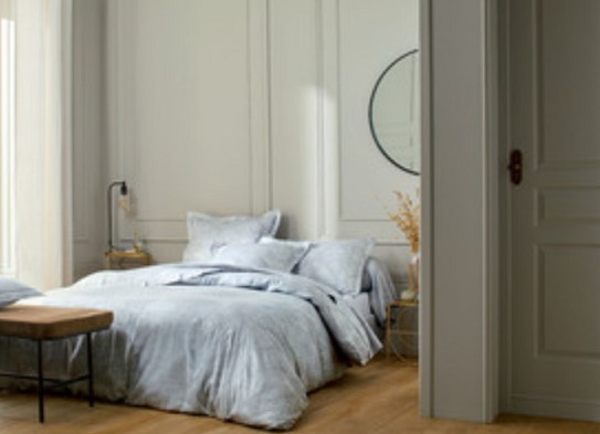 COSMOS_PE_200 КПБ 200/220 серый прост 240/300 2 нав 50/75 сатин жаккард 460TC (в подарочной коробке) Blanc des Vosges Santreyd 