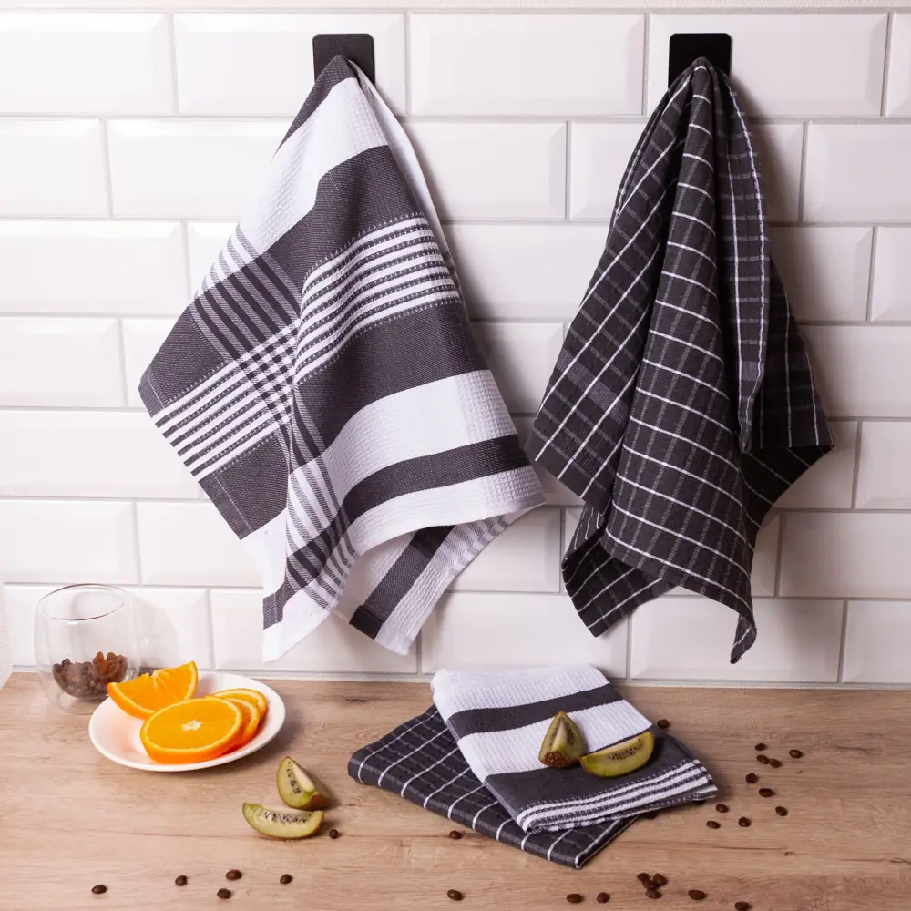 Набор полотенец вафельных Belezza Мумбай 40x60 см цвет темно-серый 4 шт STLM-2196832