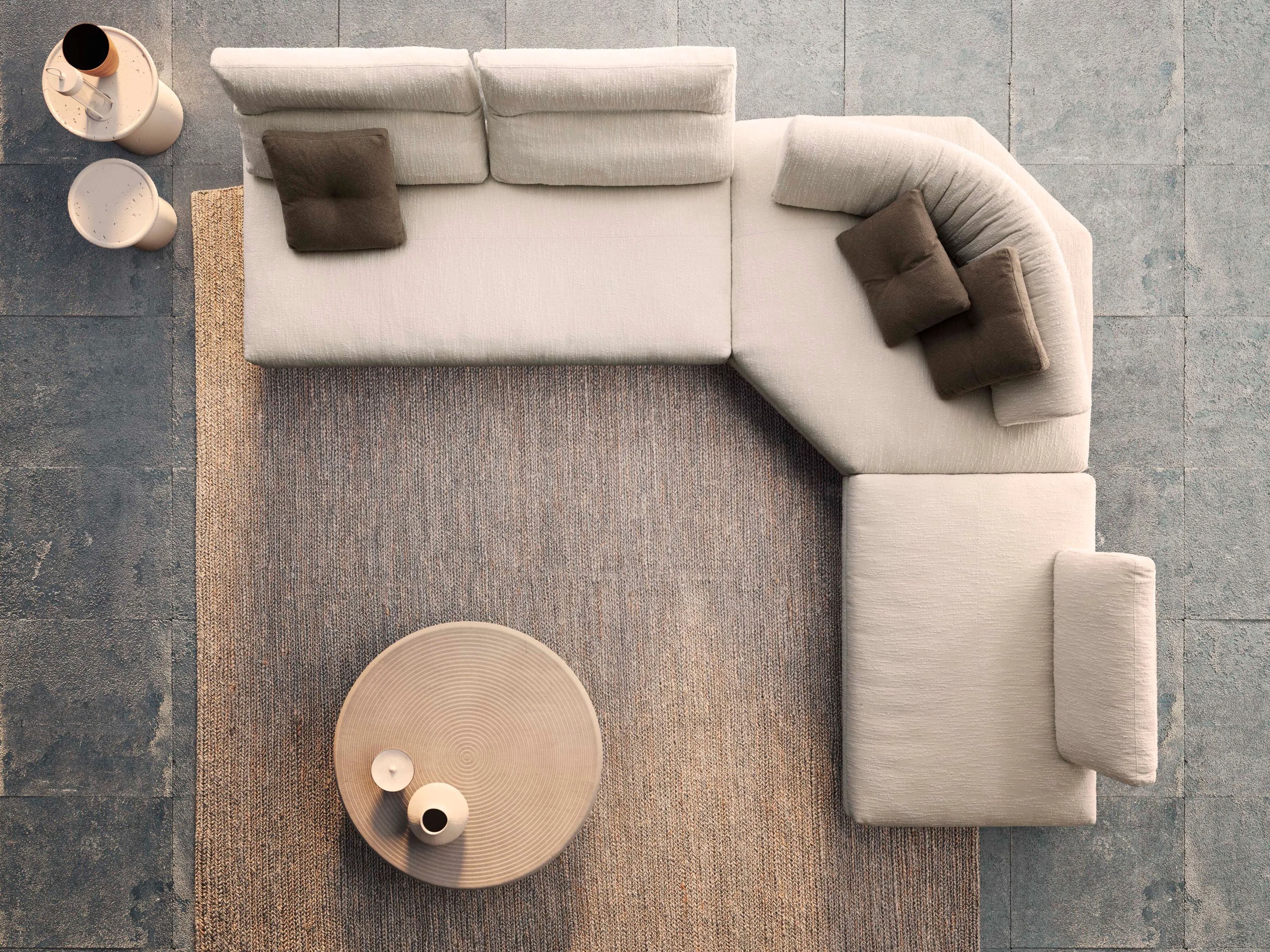 Угловой садовый диван из ткани VALENTINI камень ARCH-00127840 - Вид №2