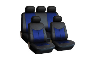 16469151 Чехлы для автомобильных сидений STYLE универсальные, экокожа, черно-синие KT 835629 KRAFT