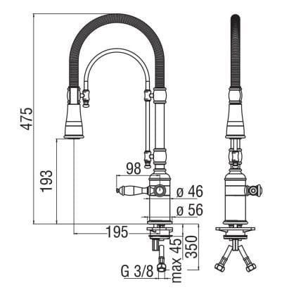 Смеситель для кухни на одно отверстие с выдвижным ручным душем Nobili Charlie ARCH-00074894 - Вид №2