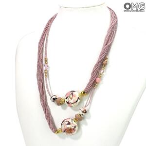 3308 ORIGINALMURANOGLASS Ожерелье Джулия - розовое - Original Murano Glass OMG 100 см