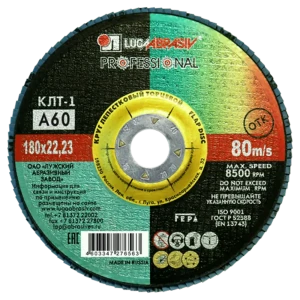 Круг лепестковый торцевой КЛТ1 Луга Р60 180x22.2 мм