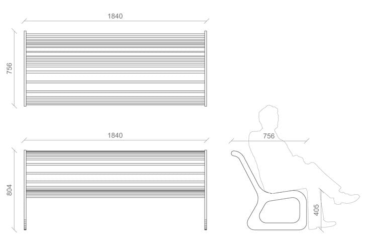 Стальная скамья LAB23 Moko ARCH-00056027 - Вид №8