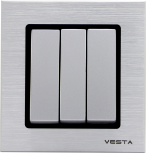 90632288 Выключатель встраиваемый Exclusive Silver Metallic FVK050306STA 3 клавиши цвет серебристый STLM-0318468 VESTA-ELECTRIC