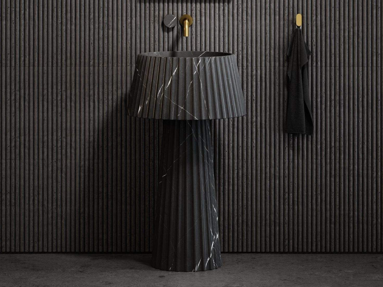 Круглый отдельно стоящий умывальник из мрамора Pietra Grey LUSSO Lamp ARCH-00039427