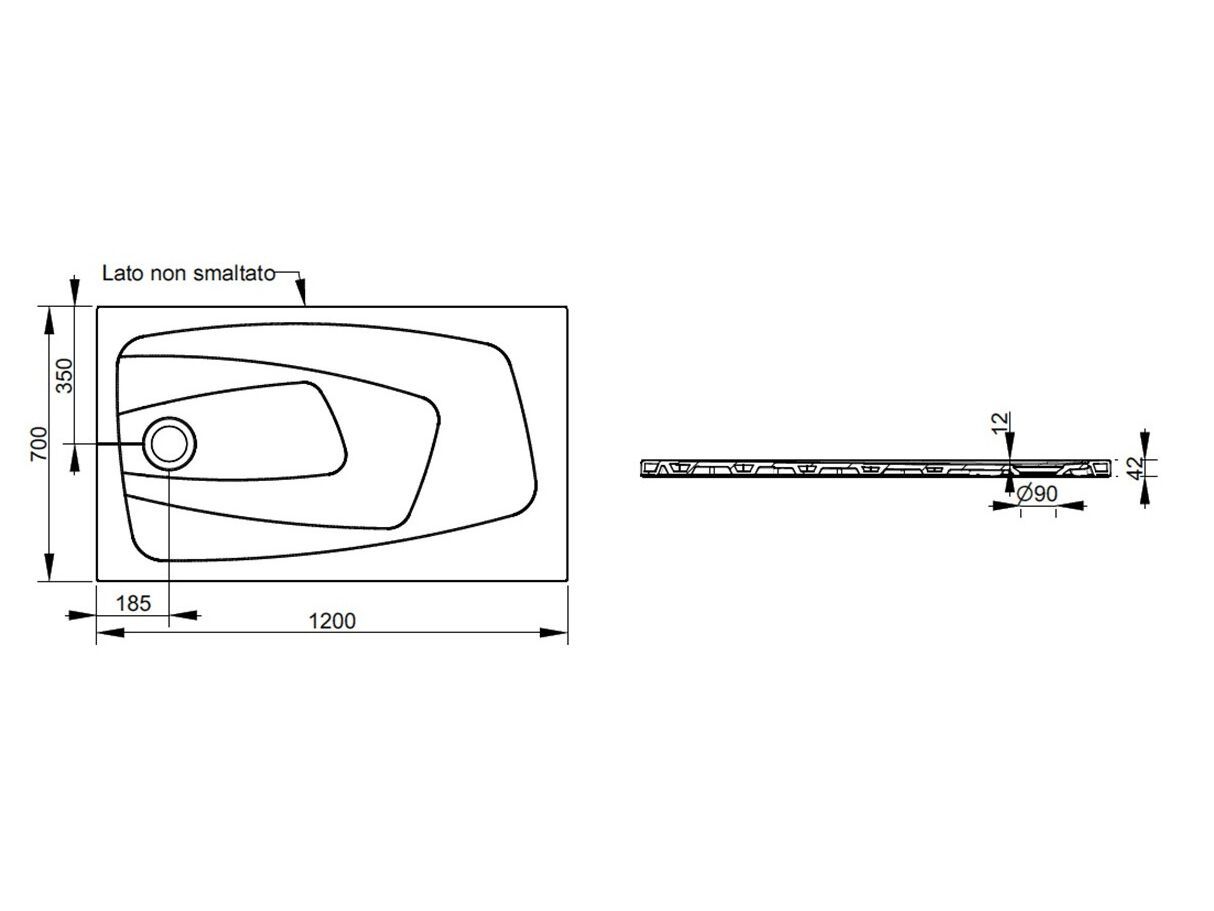 Керамический нескользящий прямоугольный поддон для душа Ceramica Dolomite за пределами ARCH-00148401 - Вид №116