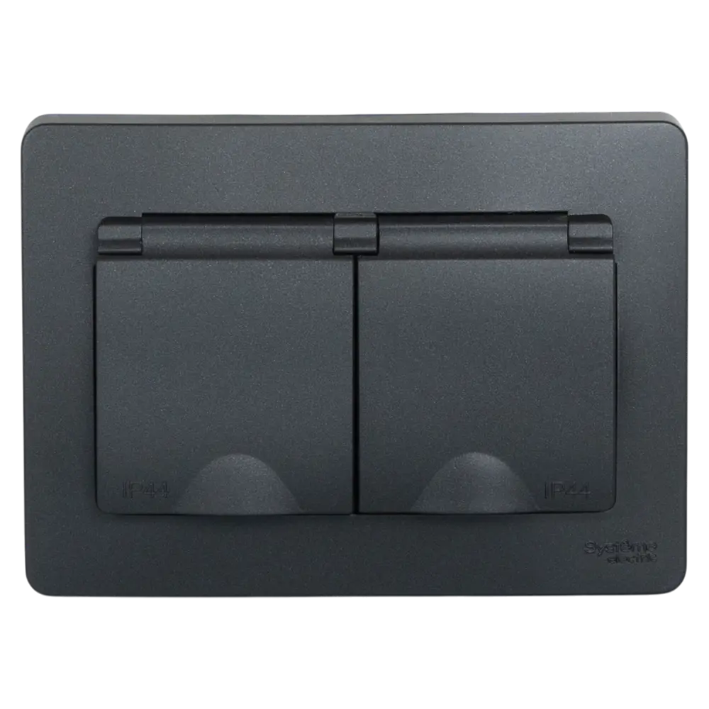 Розетка двойная встраиваемая Systeme Electric Blanca с заземлением IP44 цвет антрацит STLM-2090250