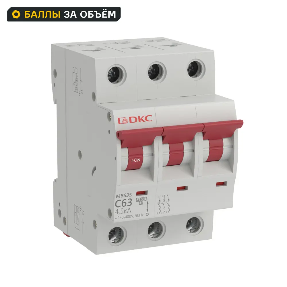 Автоматический выключатель DKC Yon 3P C63 А 4.5 кА STLM-2096534