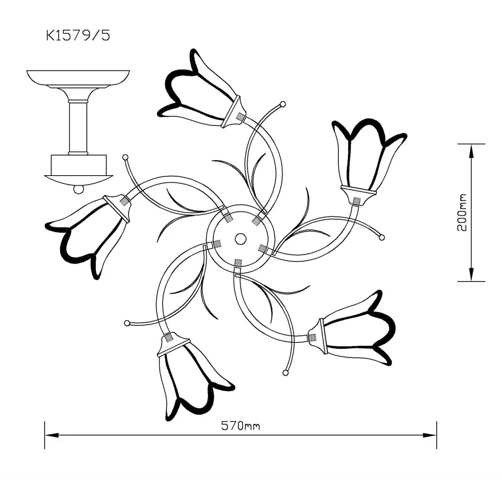 Люстра Бэлл 5xE27x60 Вт, металл/стекло, цвет бронза/белый WINK STLM-2023491 - Вид №7