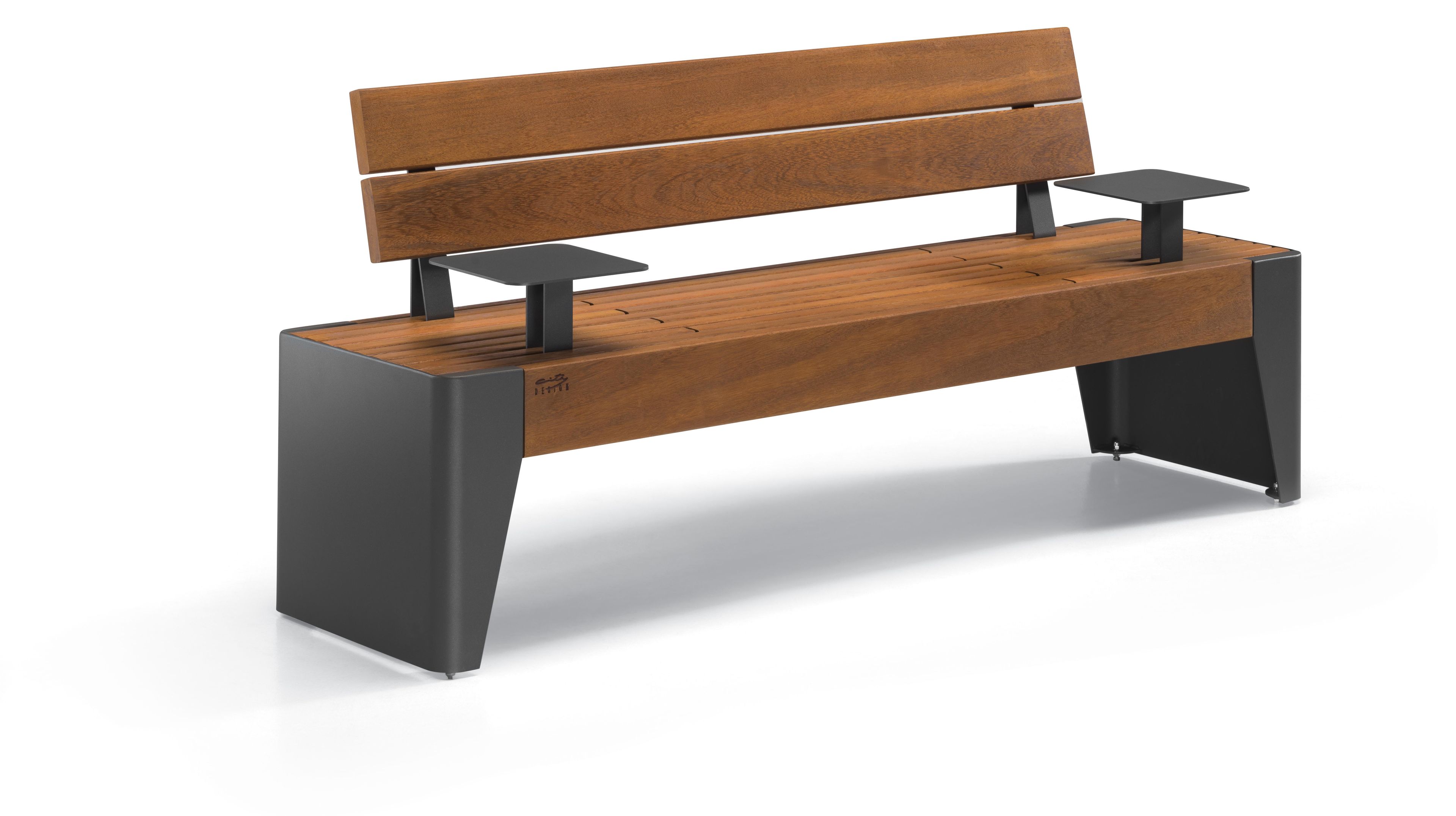 Стальная и деревянная скамья со спинкой с подлокотниками City Design Fòla ARCH-00137127 - Вид №4