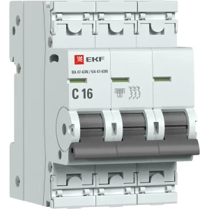 Автоматический выключатель EKF Proxima ВА47-63 3P N C16 А 6 кА 88883150 STLM-2068295