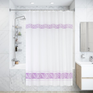 Штора для ванны Ricciolo Lilla с кольцами 180x200 см полиэстер , цвет мультиколор BACCHETTA Шторы текстильные