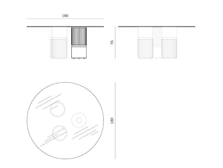 Круглый стол со стеклянной столешницей с кожаными и стеклянными основаниями Carpanese Home Identity ARCH-00046200 - Вид №3
