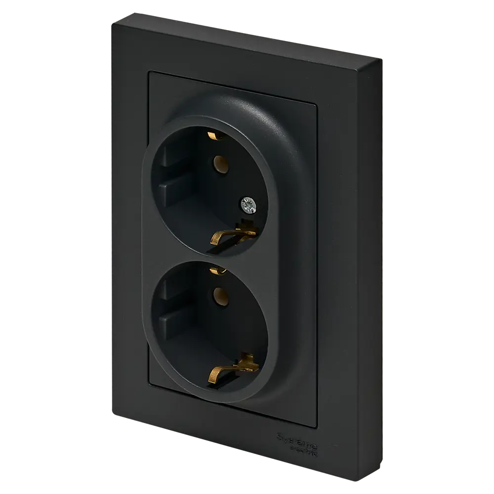 Розетка двойная встраиваемая Systeme Electric AtlasDesign с заземлением цвет базальт STLM-2111610 - Вид №1