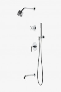FLSP23 Комплект для душа Flyte с балансировкой давления с душевой лейкой 3 1/4 дюйма, ручным душем, изливом ванны и перекрестной перекрестной рукояткой. Waterworks