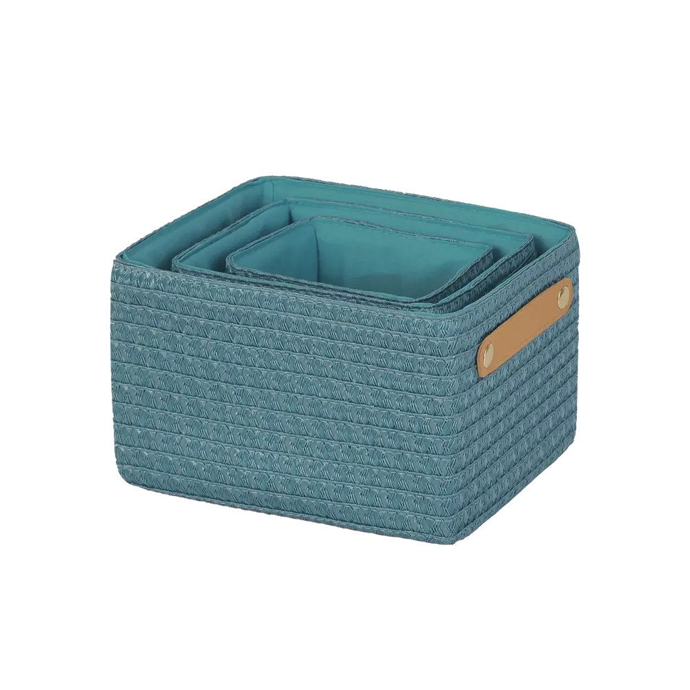 Набор корзин Sensea Paille 19x16x24.5 см цвет бирюзовый 3 шт STLM-2148755 - Вид №2