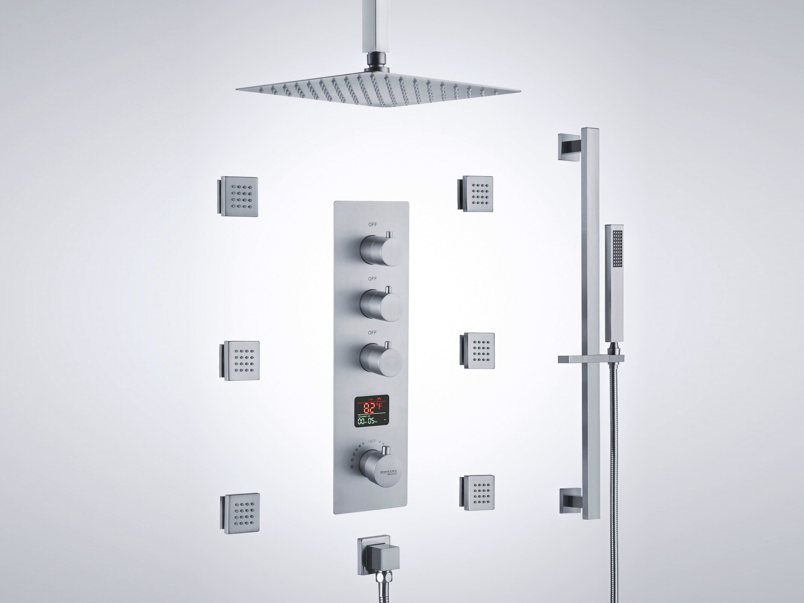 Электронный термостатический набор для душа с ручным душем Fontana Showers RIVA ARCH-00072328