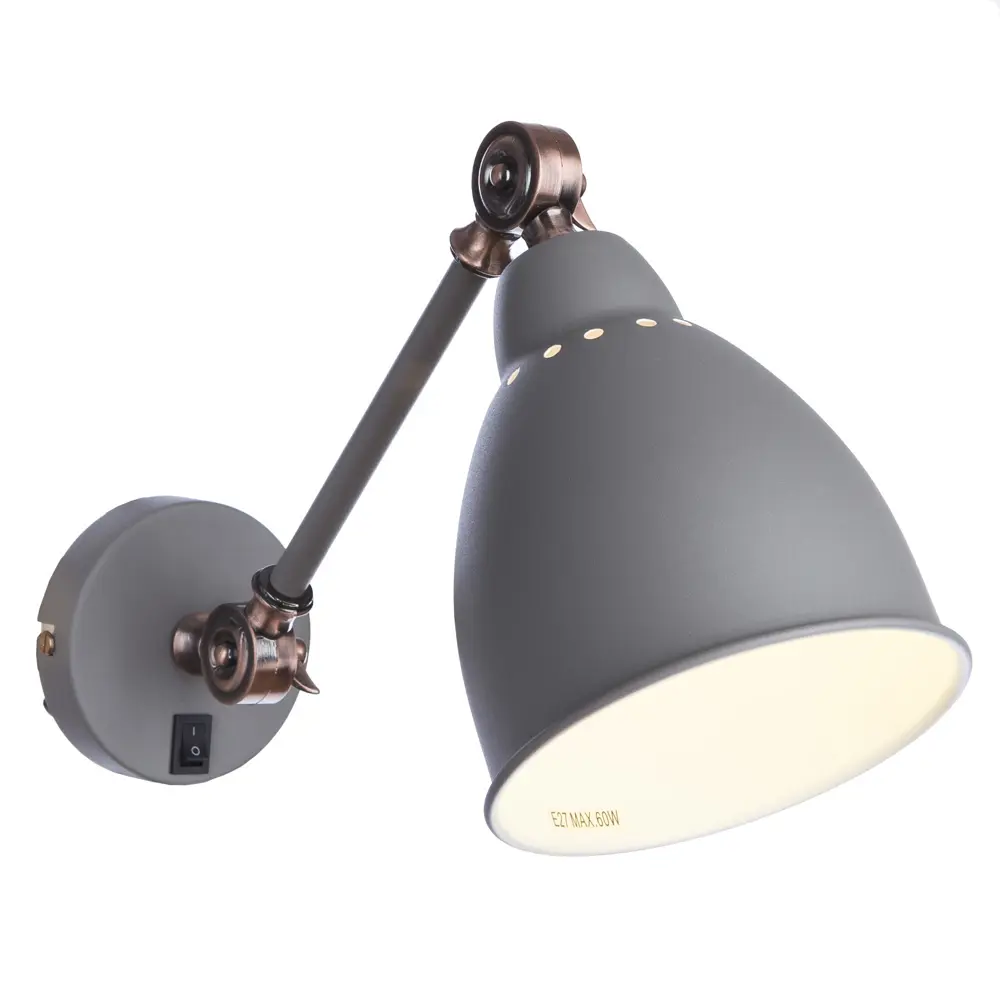 Бра Braccio 1xE27x60 Вт цвет серый матовый Arte Lamp STLM-2049586 - Вид №1