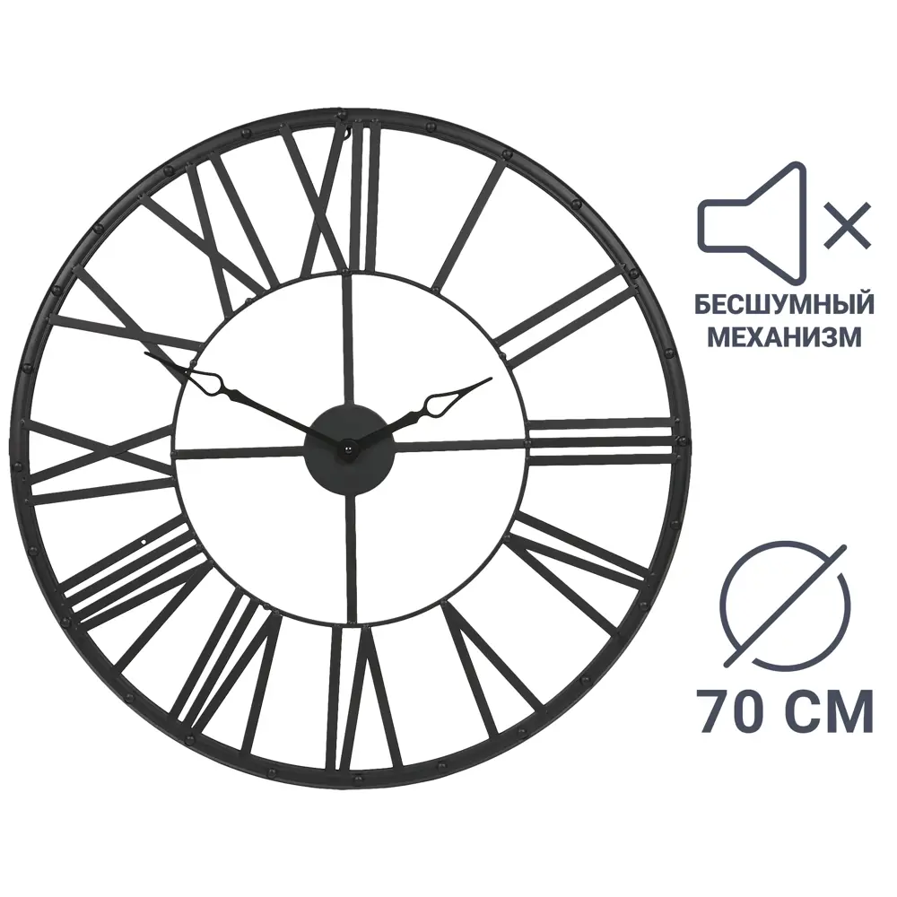 Часы настенные Atmosphera Retro Factory ø70 см, металл, цвет чёрный STLM-2159190