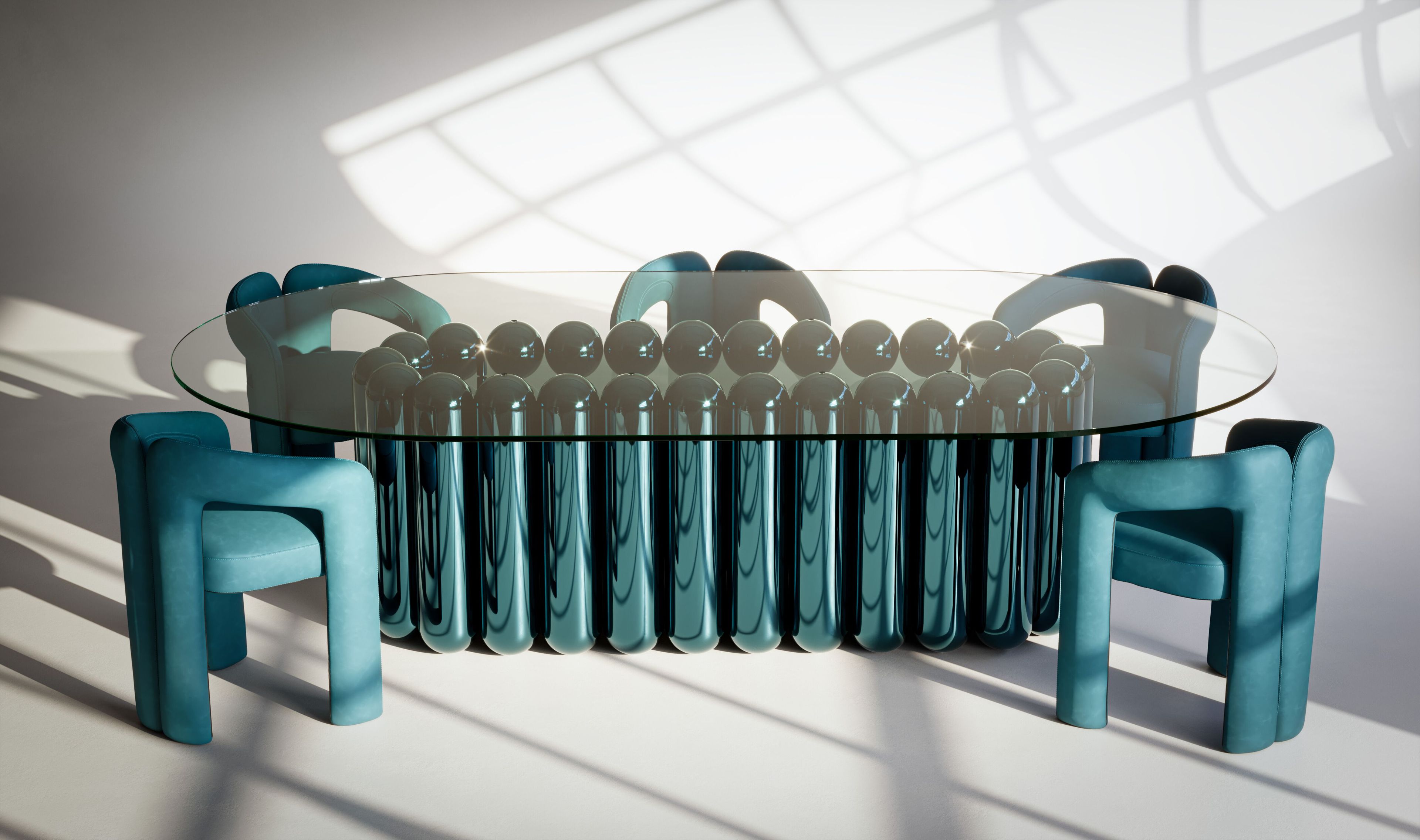 Овальный стол из стали и стекла Cameron Design House ARCH-00039865 - Вид №2