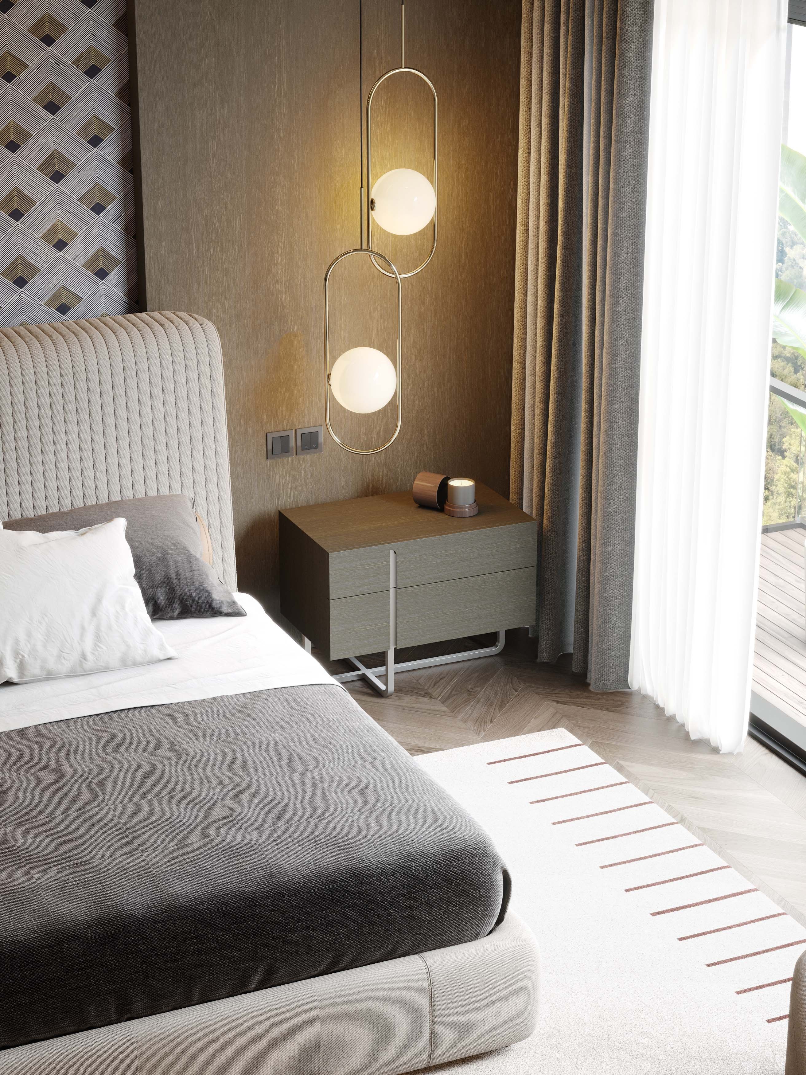 Прямоугольная прикроватная тумбочка из нержавеющей стали и дерева с ящиками Stylish Club His &amp ARCH-00056255 - Вид №6