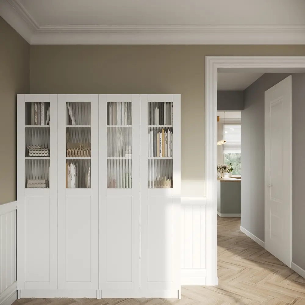 Дверь для шкафа Буккер 1 рифленое стекло 39.7x193.8x1.6 см ДСП правая цвет белый Santreyd STLM-2052966 - Вид №7