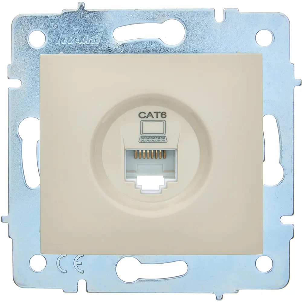 Розетка компьютерная встраиваемая Lezard Asti без заземления cat 5е цвет кремовый STLM-2155418
