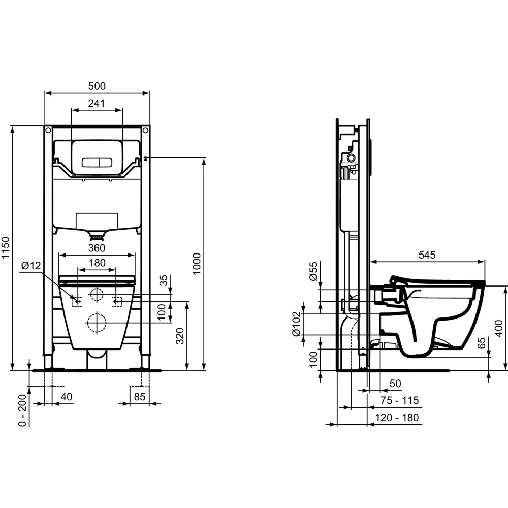 Инсталляция для подвесного унитаза Ideal Standard ProSys 120 M с кнопкой STLM-2191448 - Вид №8
