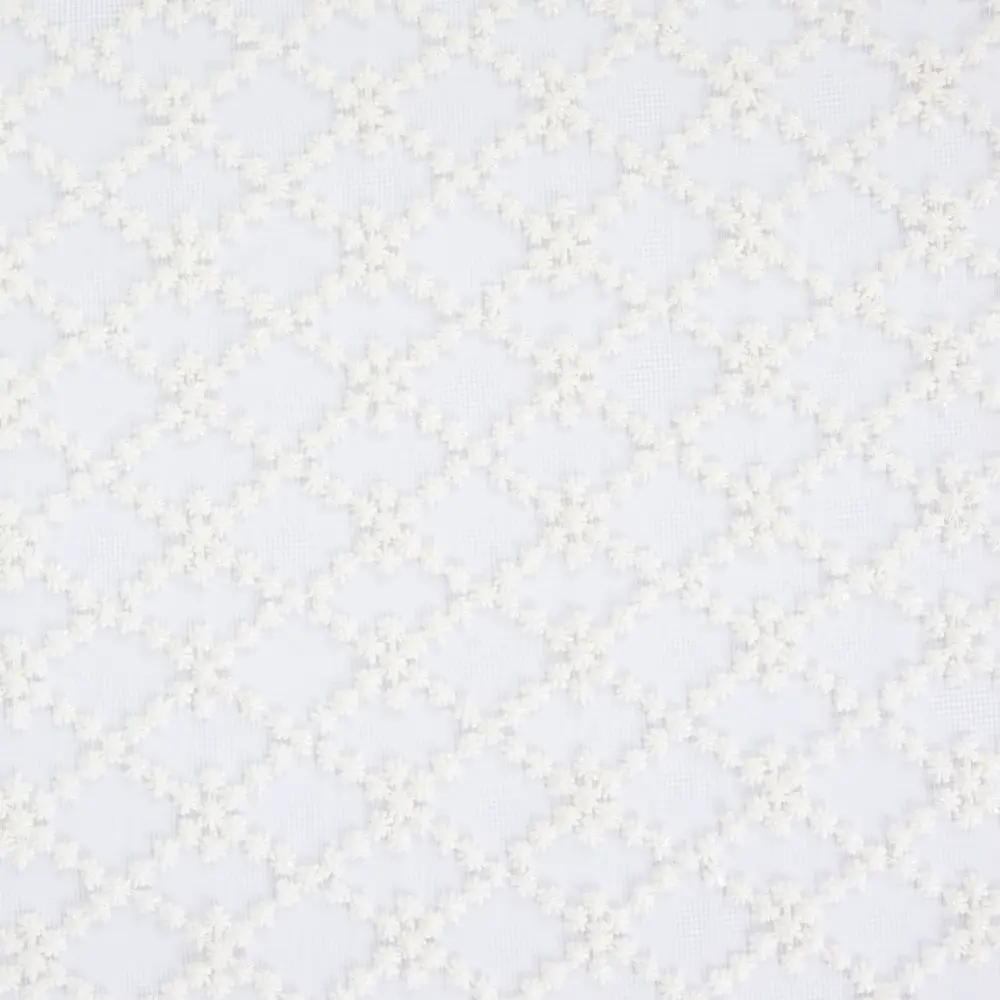 Тюль с вышивкой «Ромбики» сетка 290 см цвет кремовый ELIT HOME STLM-2082706 - Вид №2