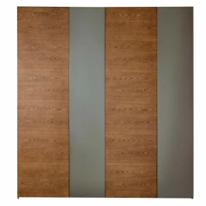 Шкаф распашной с 4 дверцами деревянный с серыми вставками Avila MOD INTERIORS AVILA 00-3861734 Коричневый