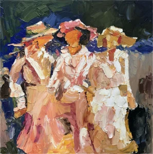 Картина на холсте 100х100 см "Три девицы" EVENHOME КАРТИНЫ МАСЛОМ 129998 Бежевый;розовый;разноцветный
