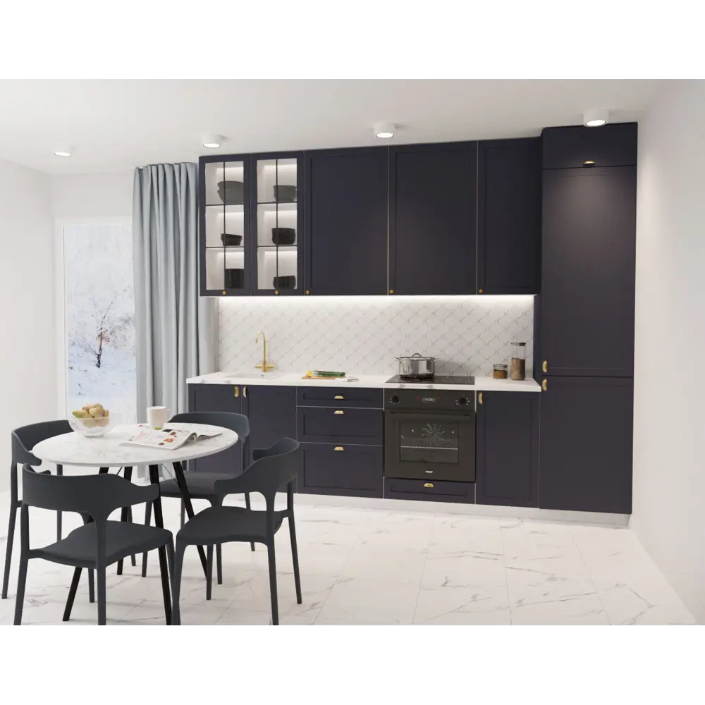 Фасад-витрина кухонного шкафа Ньюпорт 39.7x102.1 см Delinia ID МДФ цвет индиго Ньюпорт Индиго STLM-2105507 - Вид №1